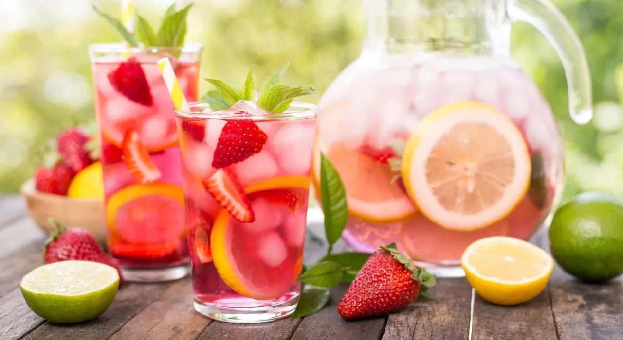 Bebidas de fresa con limón