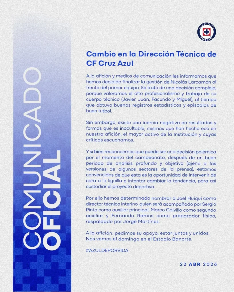 Comunicado de Cruz Azul