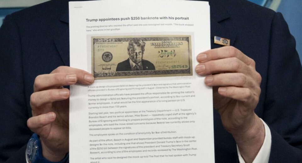 billete con imagen de Trump