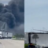 Avión de carga de Amazon se sale de la pista y se incendia en el aeropuerto de Miami
